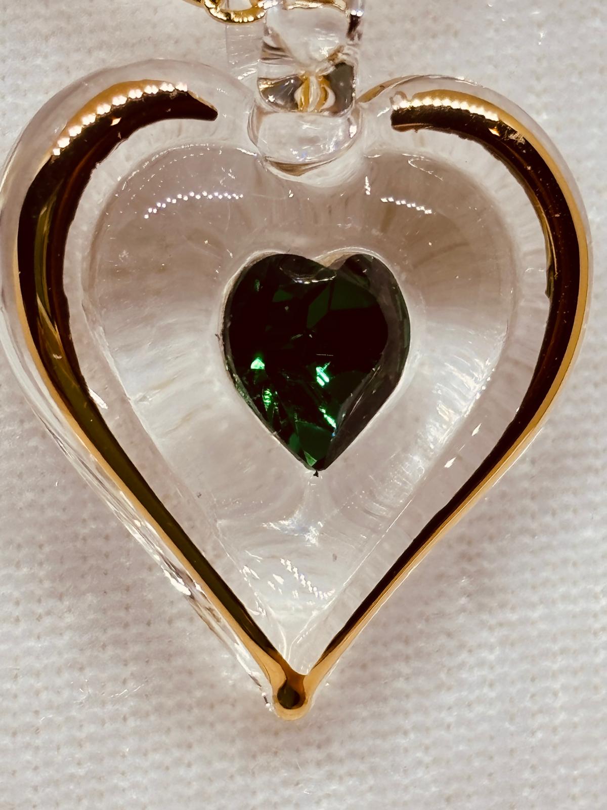 May Birthstone Heart Necklace | Green Crystal Birth Month Jewelry