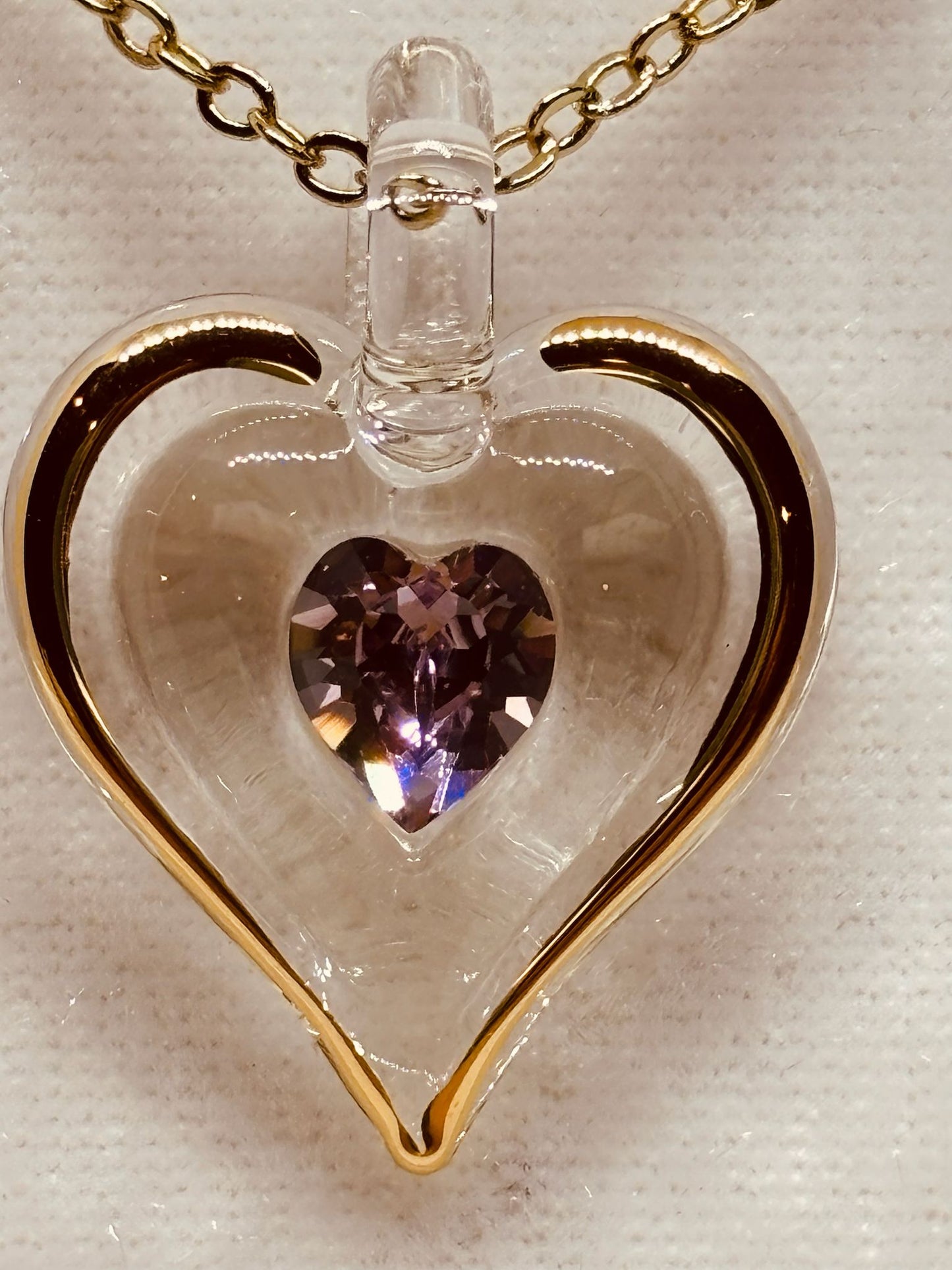 June Birthstone Heart Necklace | Pink Crystal Birth Month Jewelry