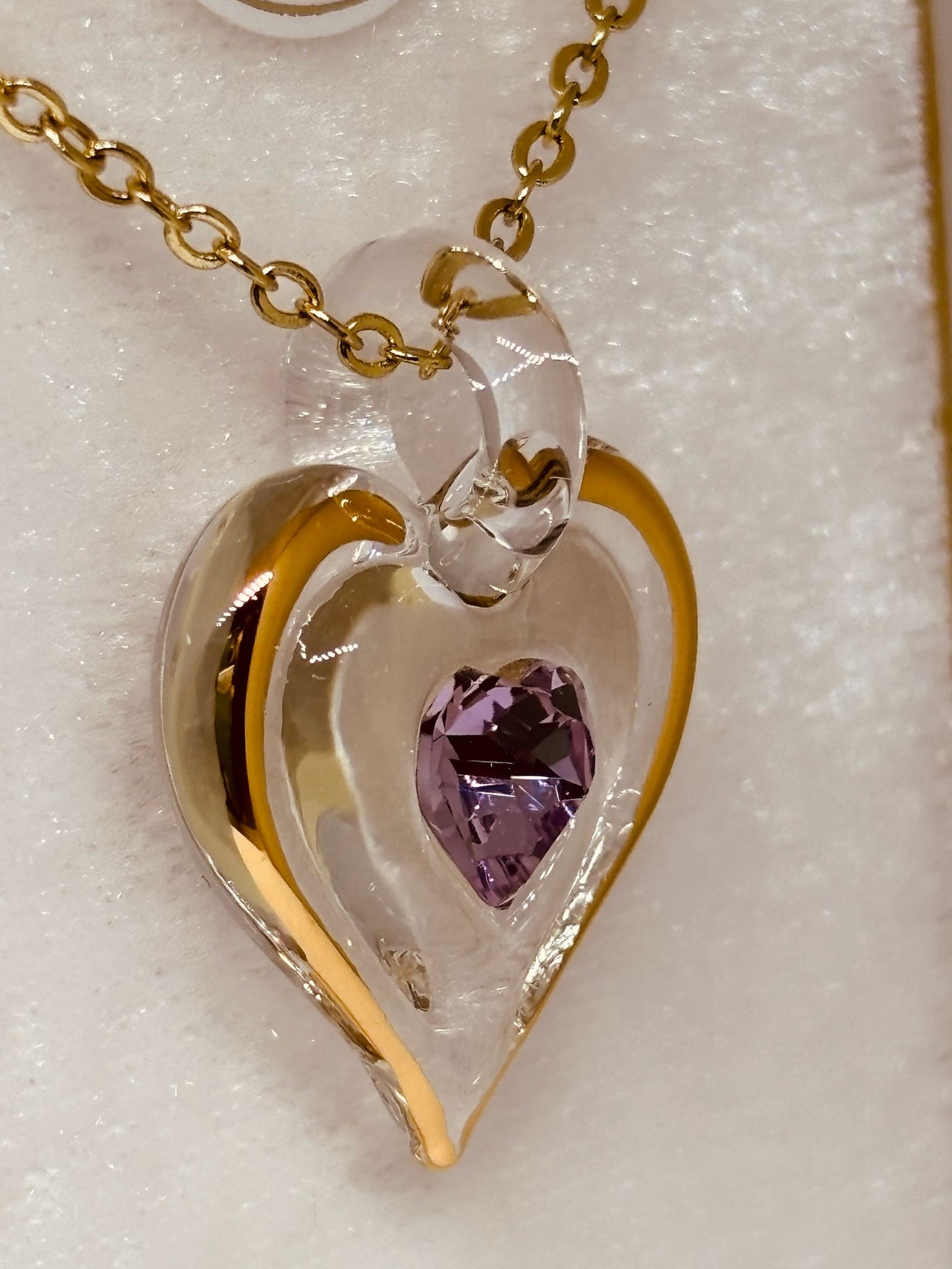 June Birthstone Heart Necklace | Pink Crystal Birth Month Jewelry