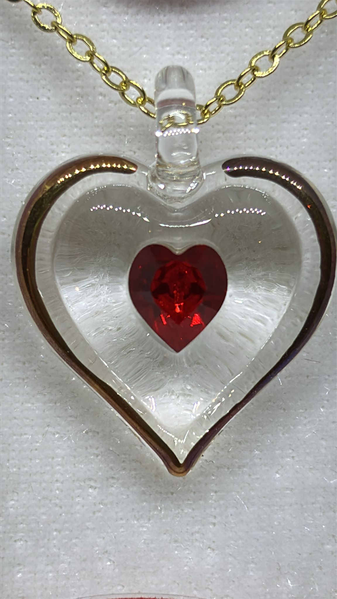 July Birthstone Heart Necklace | Red Crystal Birth Month Jewelry