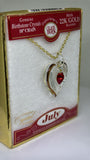 July Birthstone Heart Necklace | Red Crystal Birth Month Jewelry