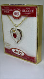 July Birthstone Heart Necklace | Red Crystal Birth Month Jewelry