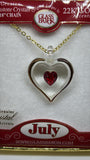 July Birthstone Heart Necklace | Red Crystal Birth Month Jewelry