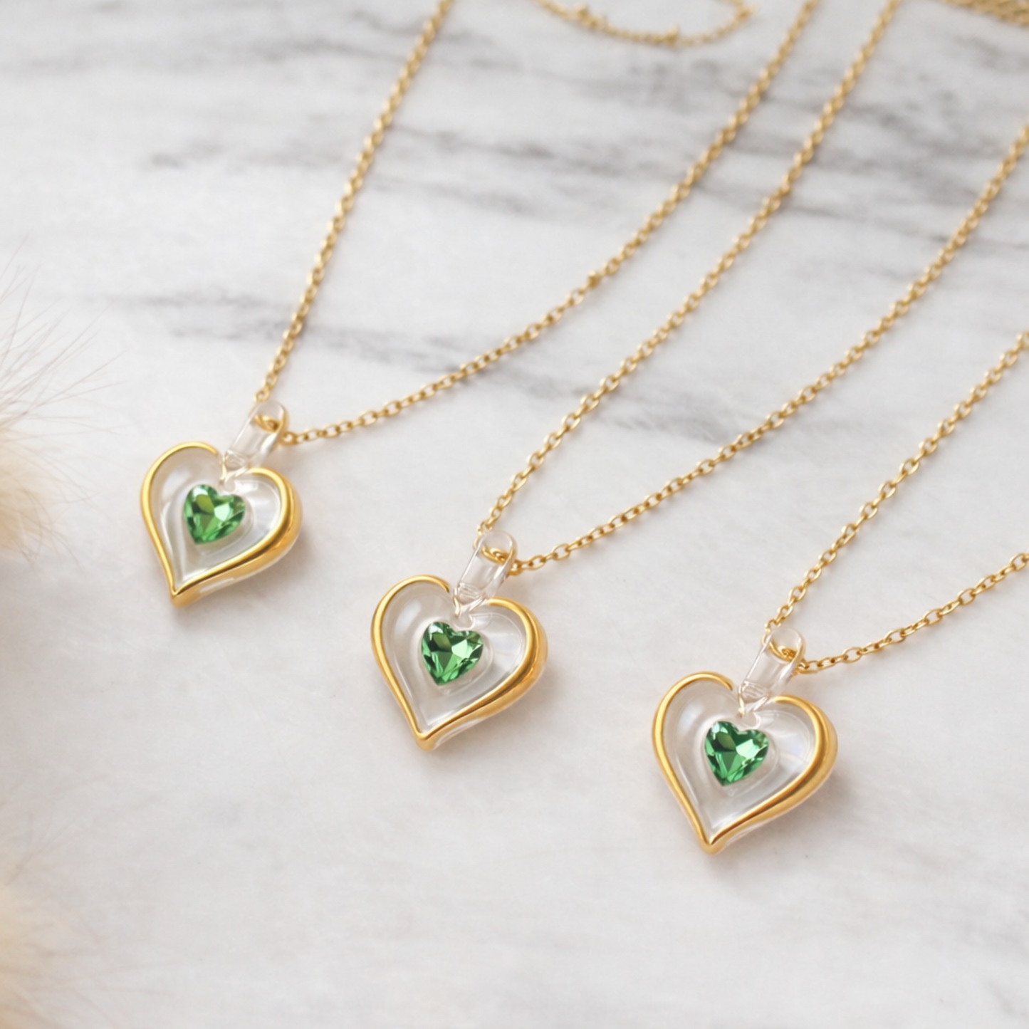 August Birthstone Heart Necklace Peridot Crystal Gold Plated Pendant, Birthday Jewelry Gift for Her