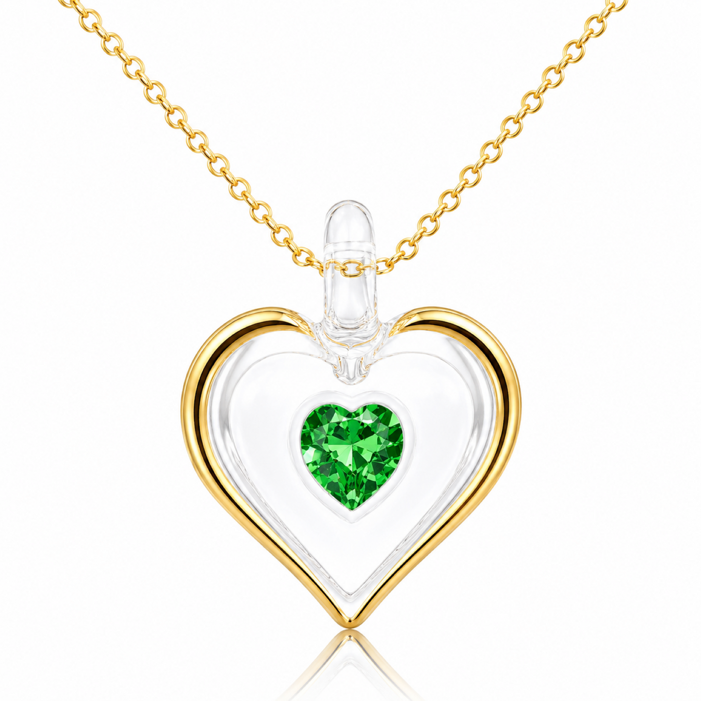 August Birthstone Heart Necklace Peridot Crystal Gold Plated Pendant, Birthday Jewelry Gift for Her