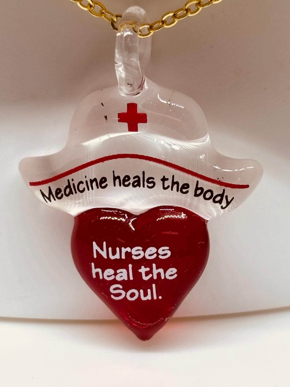 Heart Nurse Necklace | Medicine Heals Nurses Heal the Soul Pendant Gift