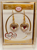 Red Crystal Heart Drop Dangle Earrings | 22Kt Gold Trim