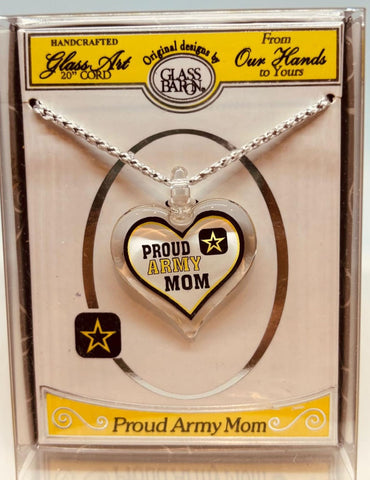 Proud Army Mom Necklace Heart Pendant Gift for Military Mom Support