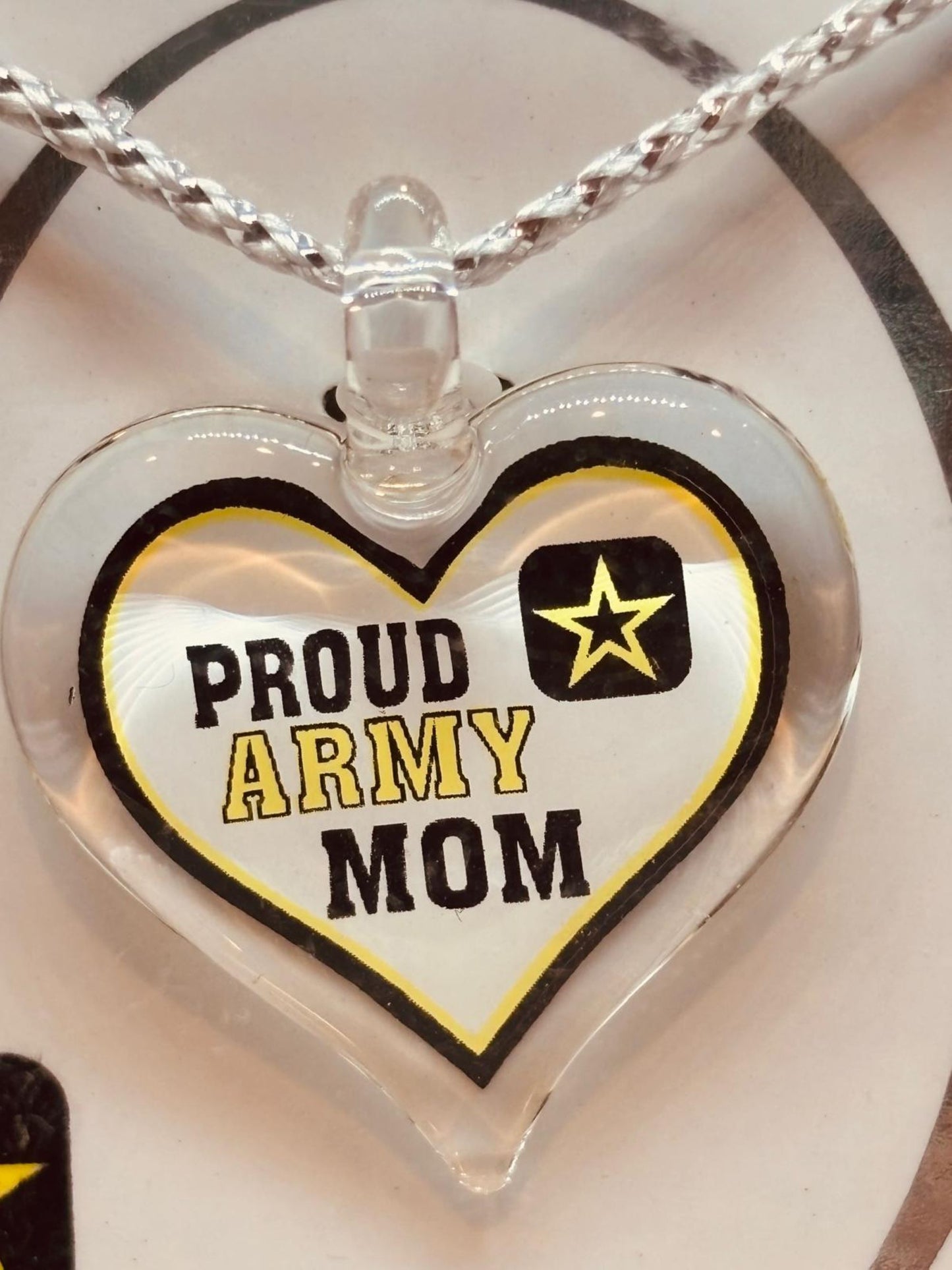Proud Army Mom Necklace Heart Pendant Gift for Military Mom Support