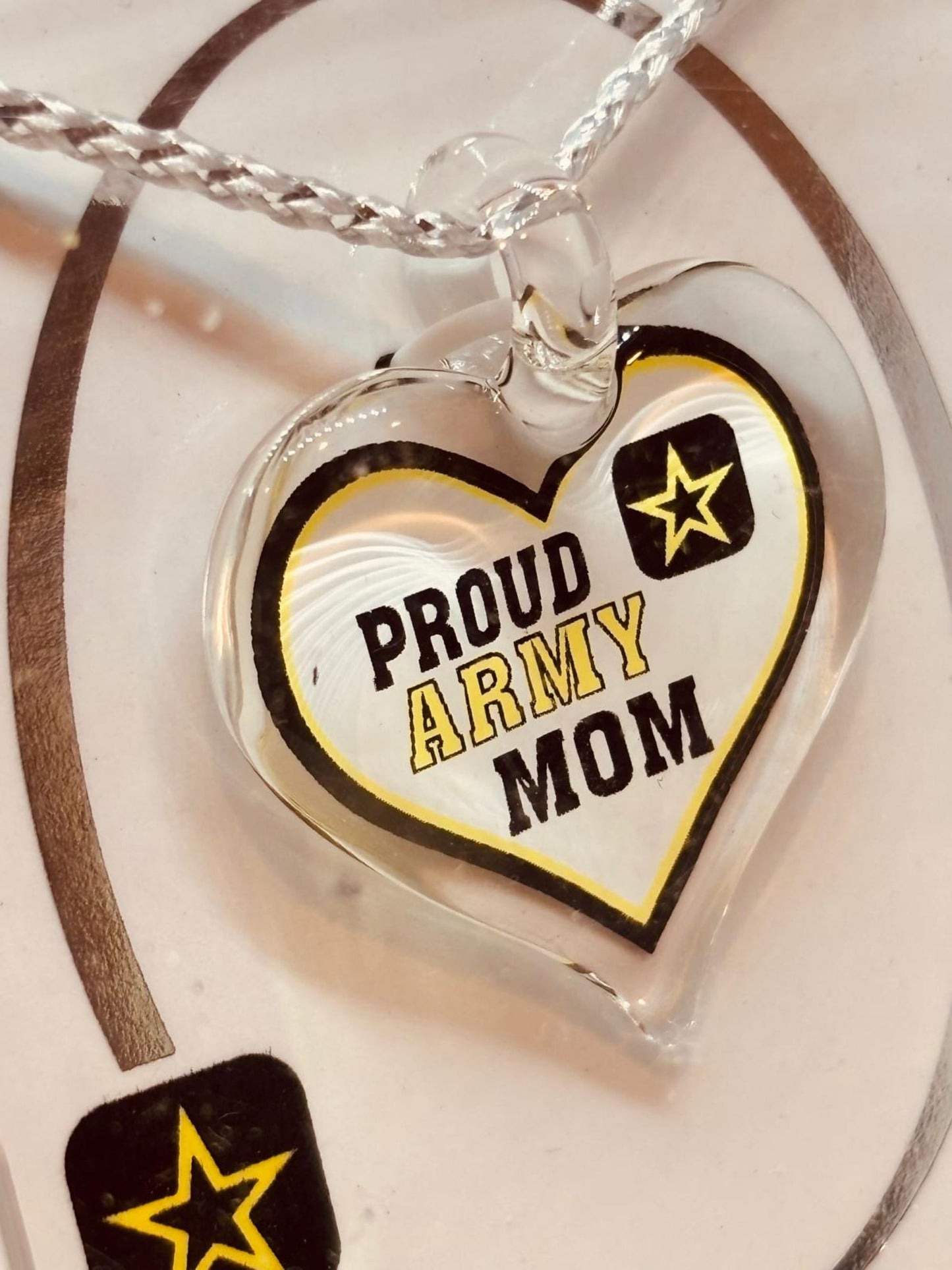 Proud Army Mom Necklace Heart Pendant Gift for Military Mom Support