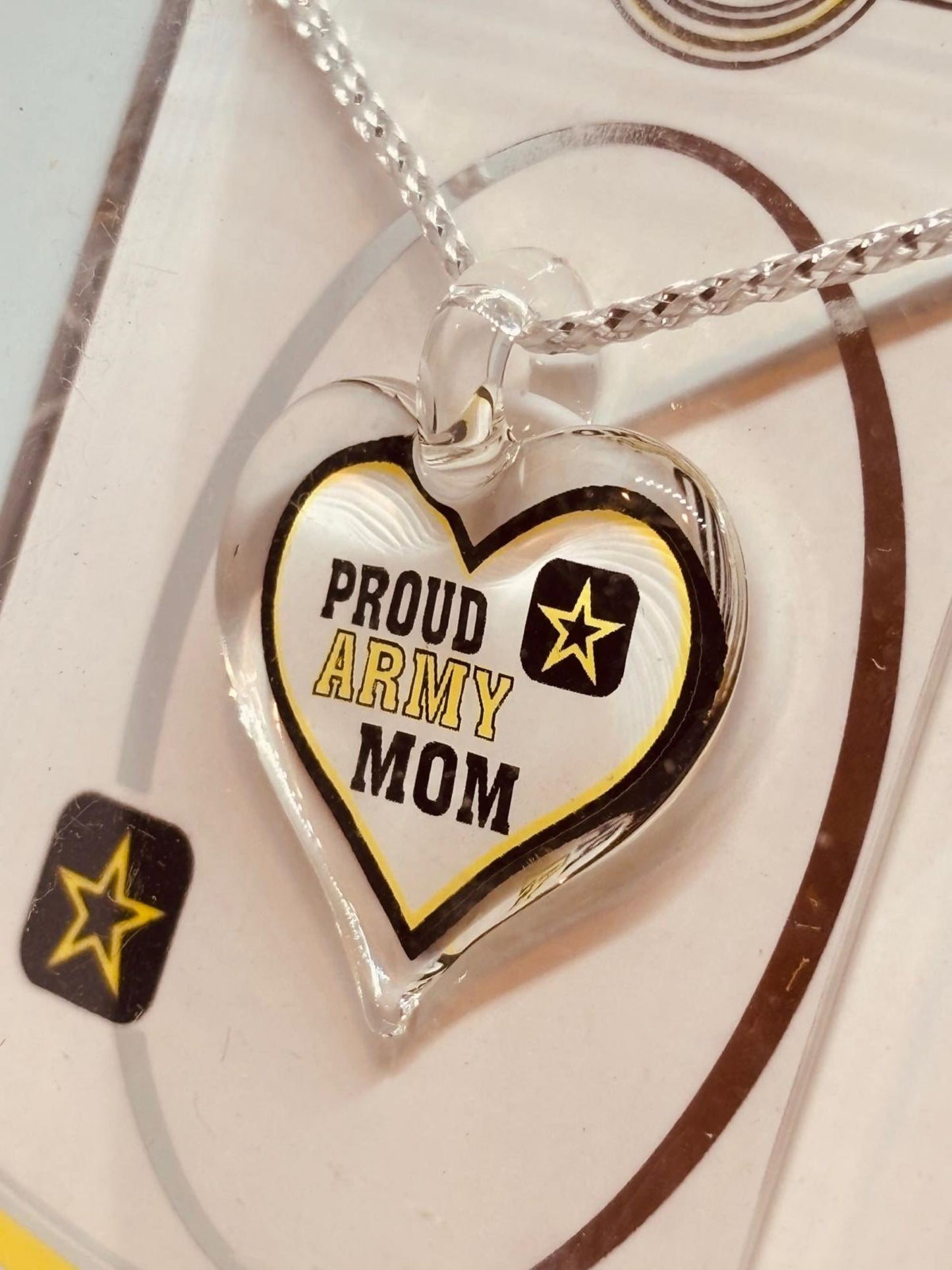 Proud Army Mom Necklace Heart Pendant Gift for Military Mom Support