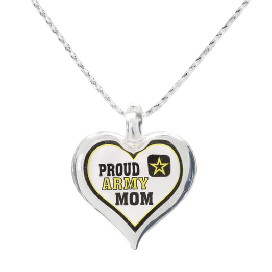 Proud Army Mom Necklace Heart Pendant Gift for Military Mom Support