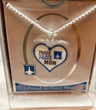 Proud U.S. Air Force Mom Heart Necklace with Pendant on 18" Silver Cord