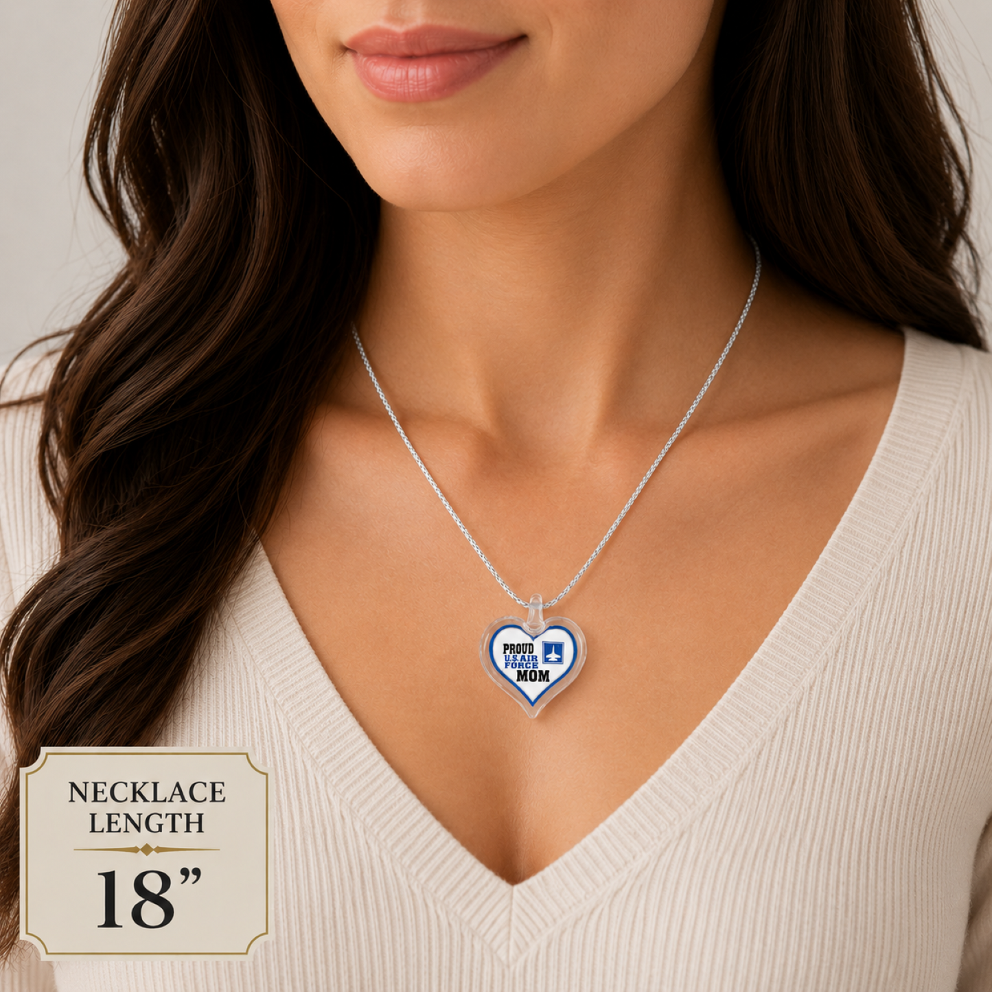 Air Force Mom Heart Necklace | Military Mom Gift Pendant