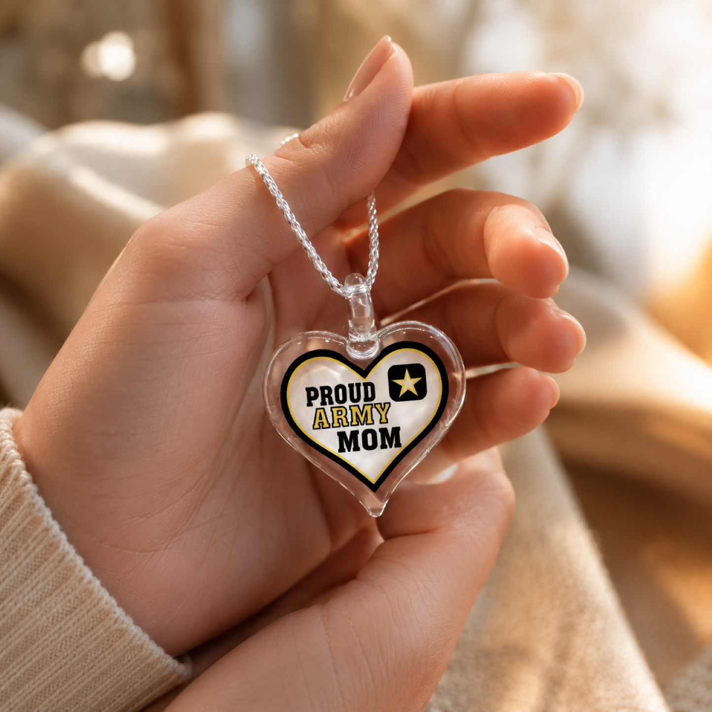 Army Wife Heart Necklace – Military Wife Gift, Army Spouse Necklace, Proud Army Wife Jewelry
