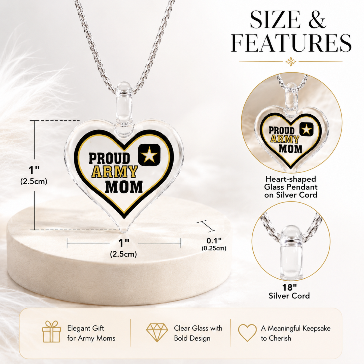 Army Wife Heart Necklace – Military Wife Gift, Army Spouse Necklace, Proud Army Wife Jewelry
