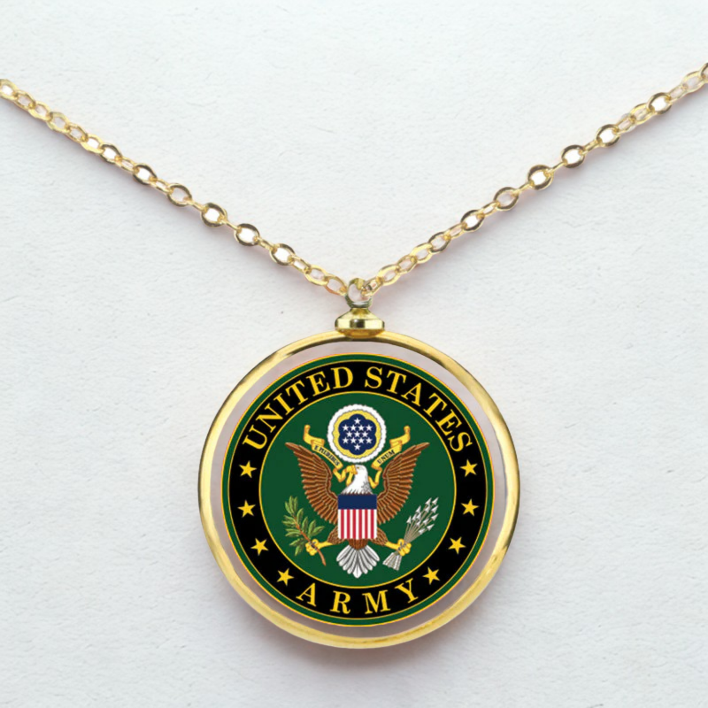 U.S. Army Necklace Gold Plated Pendant Military Jewelry Gift for Soldiers