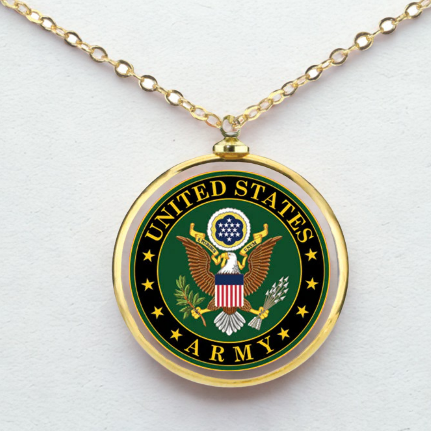 U.S. Army Necklace Gold Plated Pendant Military Jewelry Gift for Soldiers