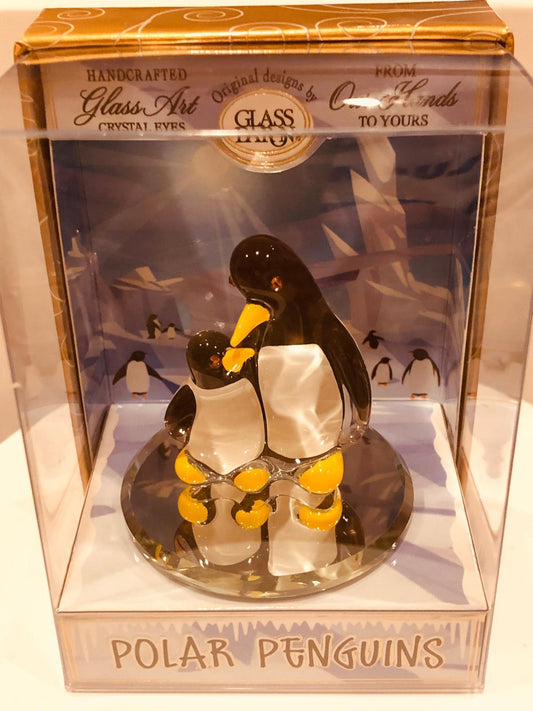 Penguin and Baby Glass Figurine in Keepsake Box Cute Animal Gift