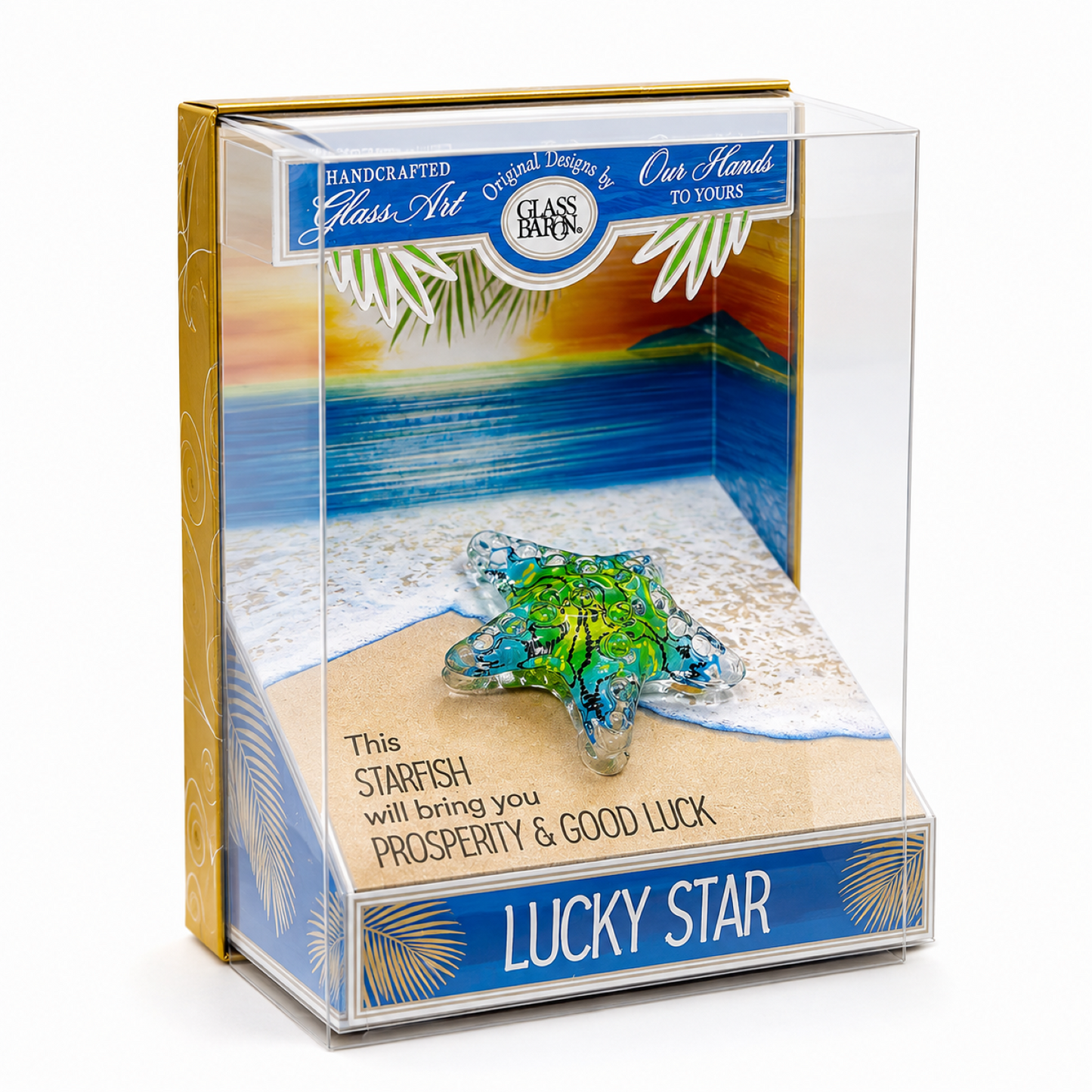 Starfish Keepsake Box, Glass Starfish Figurine, Beach Collectible, Coastal Home Décor, Ocean Gift