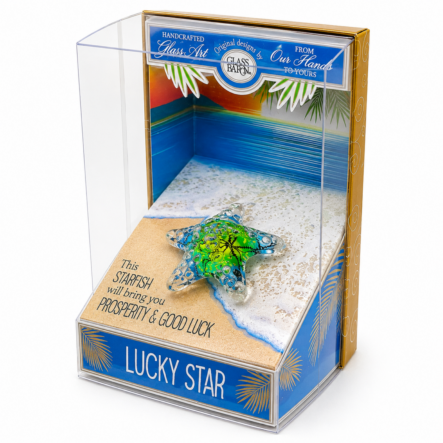 Starfish Keepsake Box, Glass Starfish Figurine, Beach Collectible, Coastal Home Décor, Ocean Gift