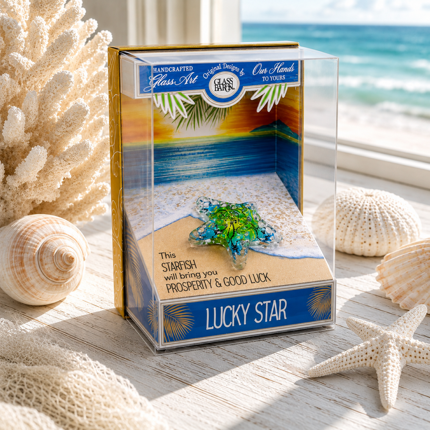 Starfish Keepsake Box, Glass Starfish Figurine, Beach Collectible, Coastal Home Décor, Ocean Gift