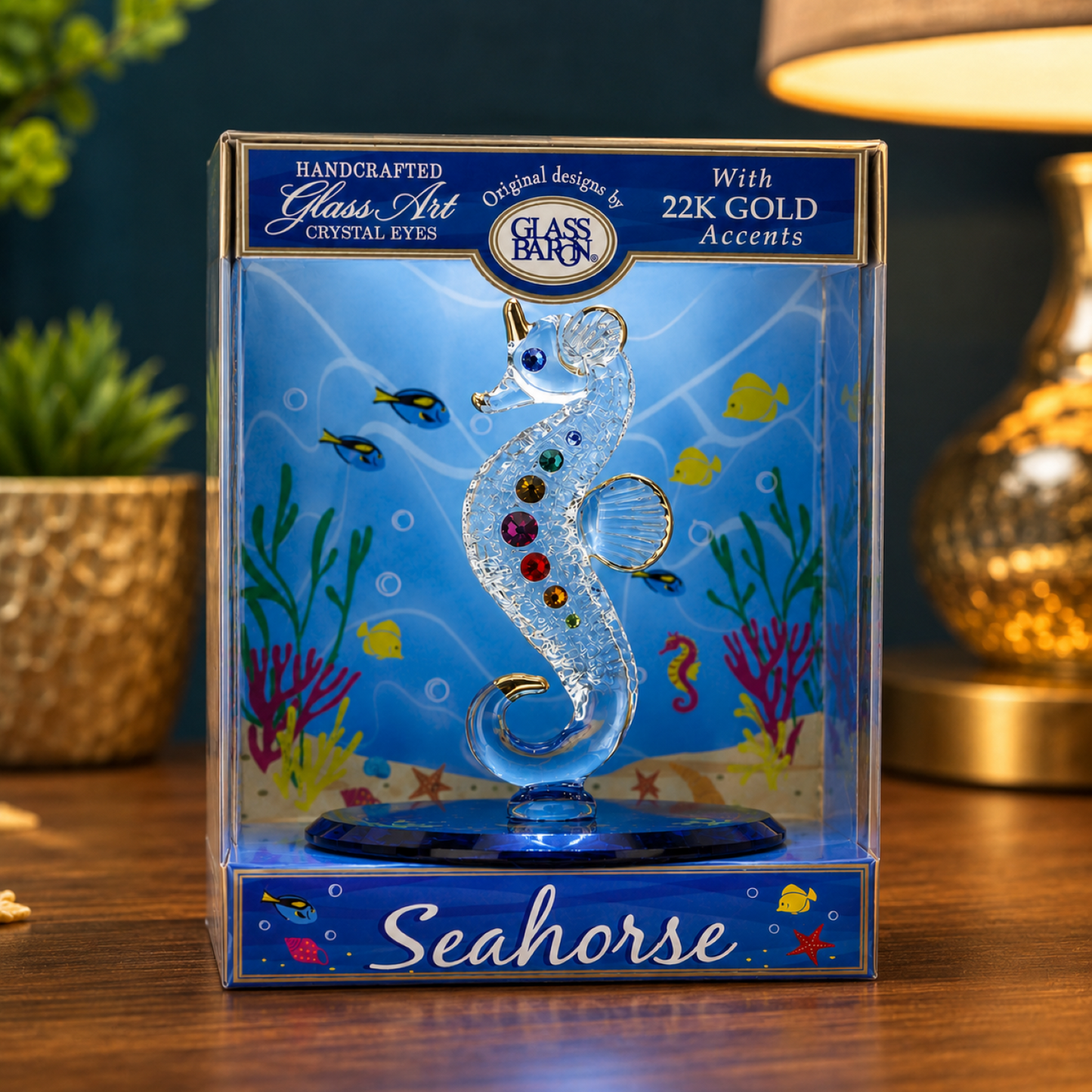 Seahorse Keepsake Box, Handcrafted Glass Seahorse Figurine, Coastal Ocean Décor, Beach Gift, Marine Life Collectible