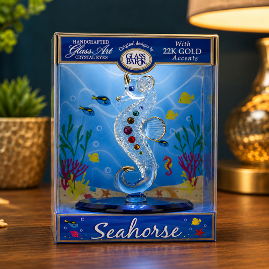 Seahorse Keepsake Box, Handcrafted Glass Seahorse Figurine, Coastal Ocean Décor, Beach Gift, Marine Life Collectible
