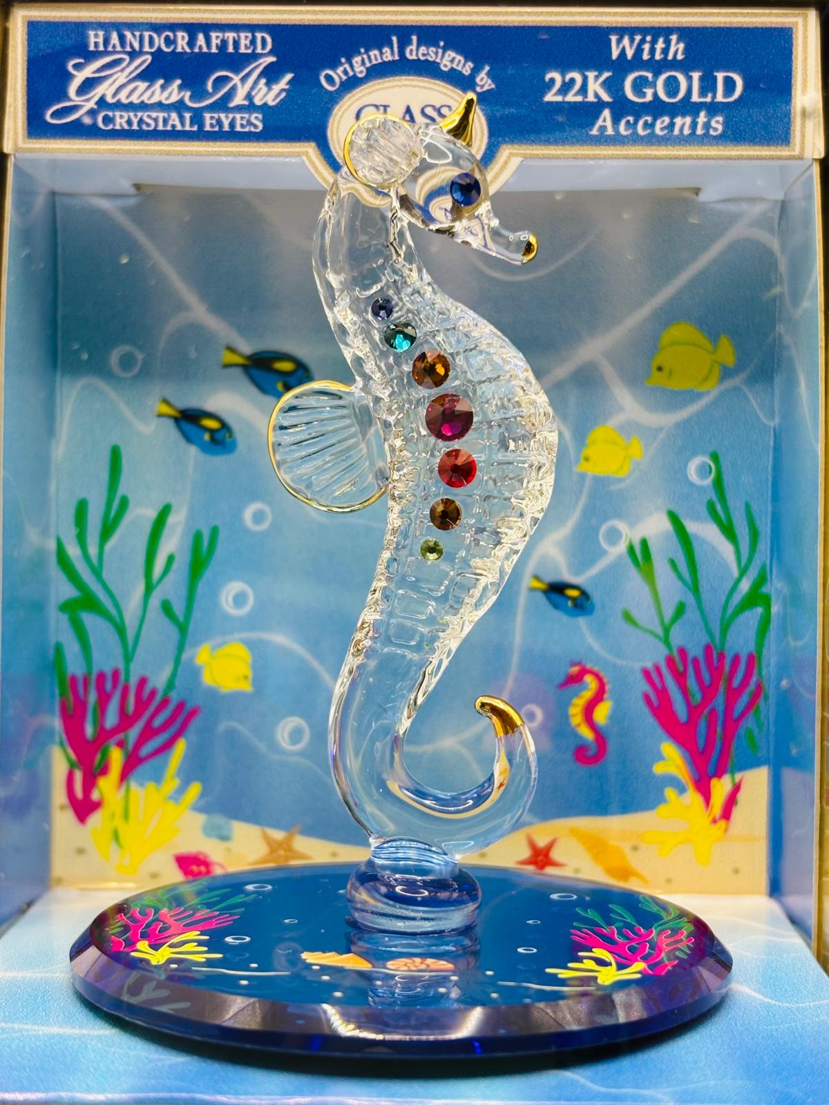 Seahorse Keepsake Box, Handcrafted Glass Seahorse Figurine, Coastal Ocean Décor, Beach Gift, Marine Life Collectible