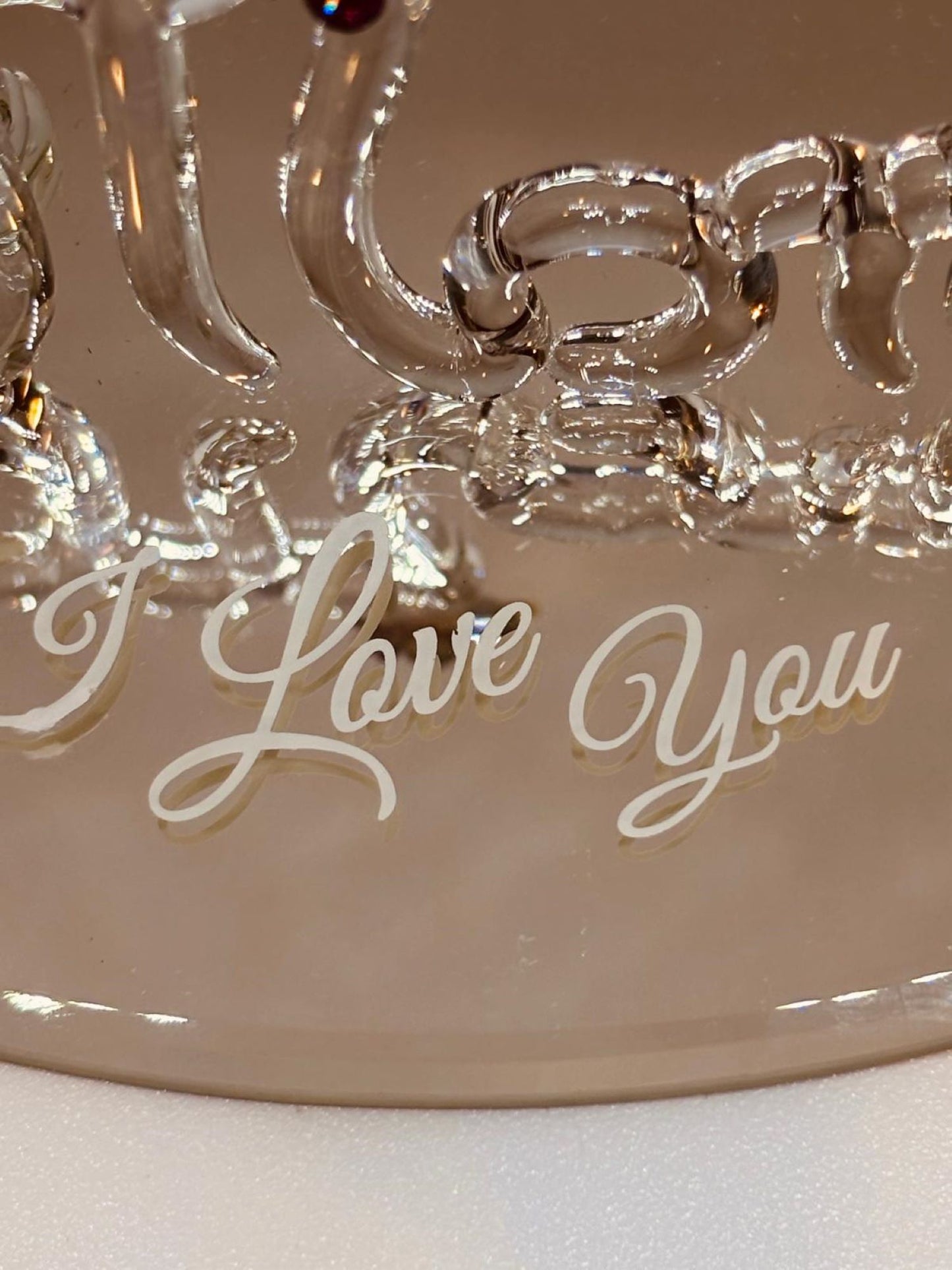 Mom “I Love You” Glass Figurine with Butterfly and Flowers