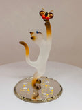 Siamese Cat Figurine with Butterfly | Handcrafted Glass Cat Gift for Cat Lovers