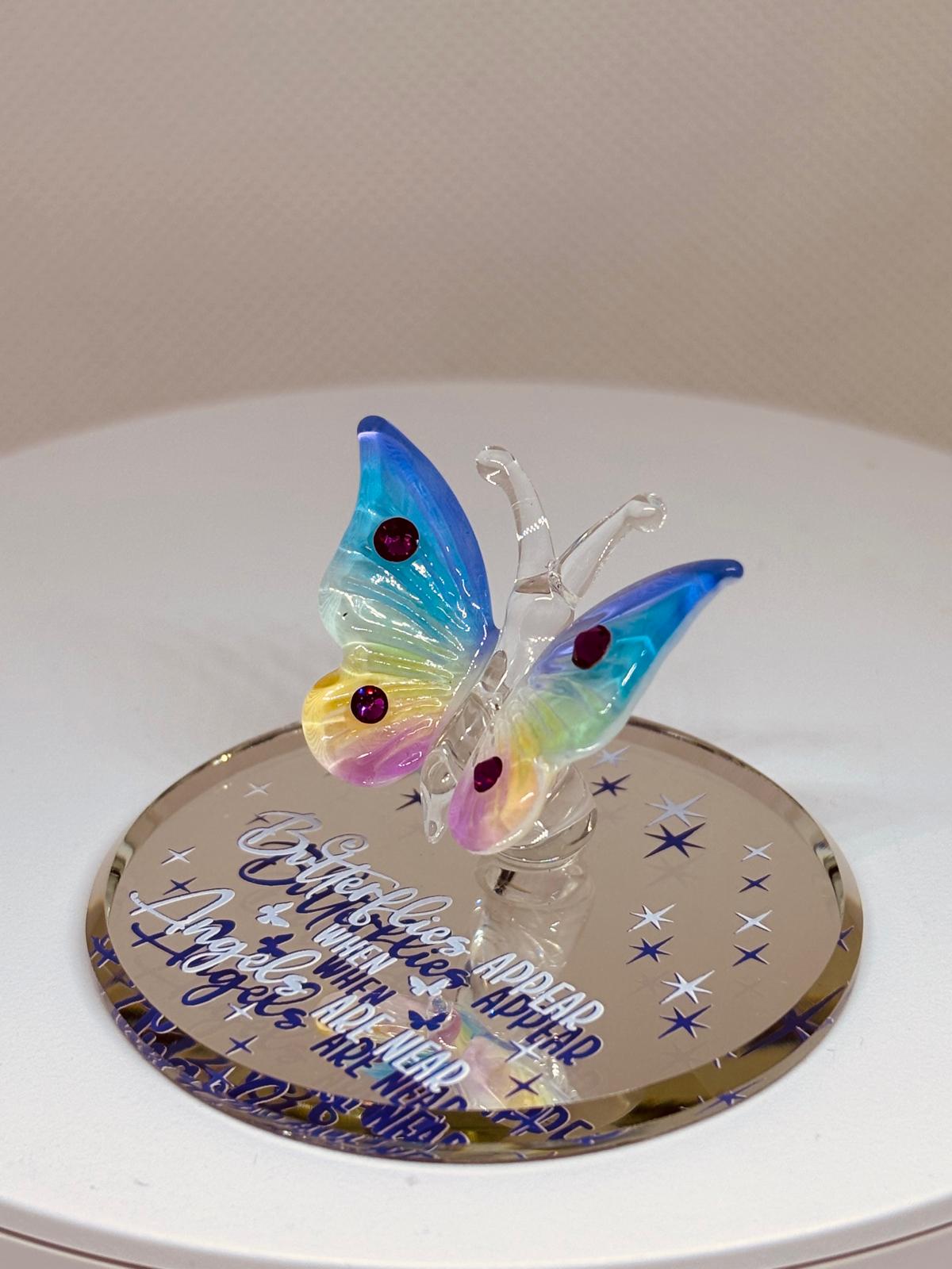 Butterfly Angels Are Near Figurine | Handcrafted Glass Butterfly Memorial Gift