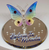 Believe in Miracles Butterfly Figurine | Glass Butterfly Inspirational Gift
