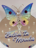 Believe in Miracles Butterfly Figurine | Glass Butterfly Inspirational Gift