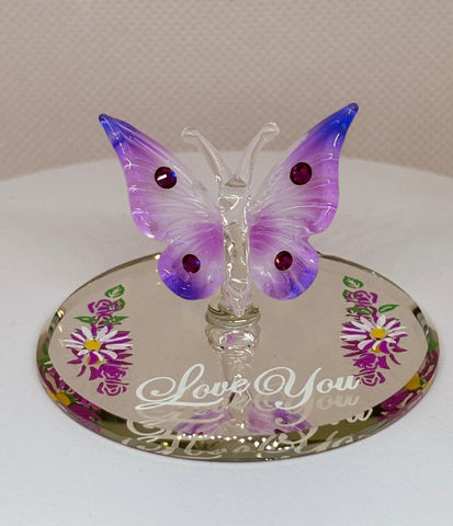 Butterfly “Love You” Figurine | Romantic Glass Display Collectible Décor