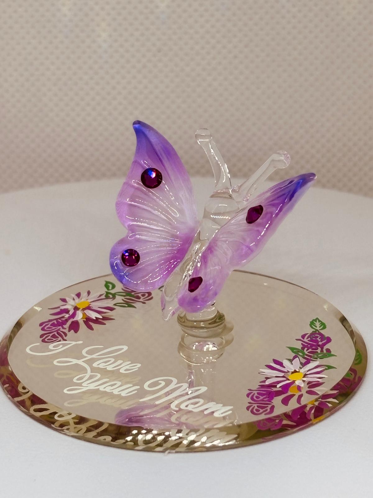 I Love You Mom Butterfly Figurine | Glass Butterfly Mother’s Day Gift