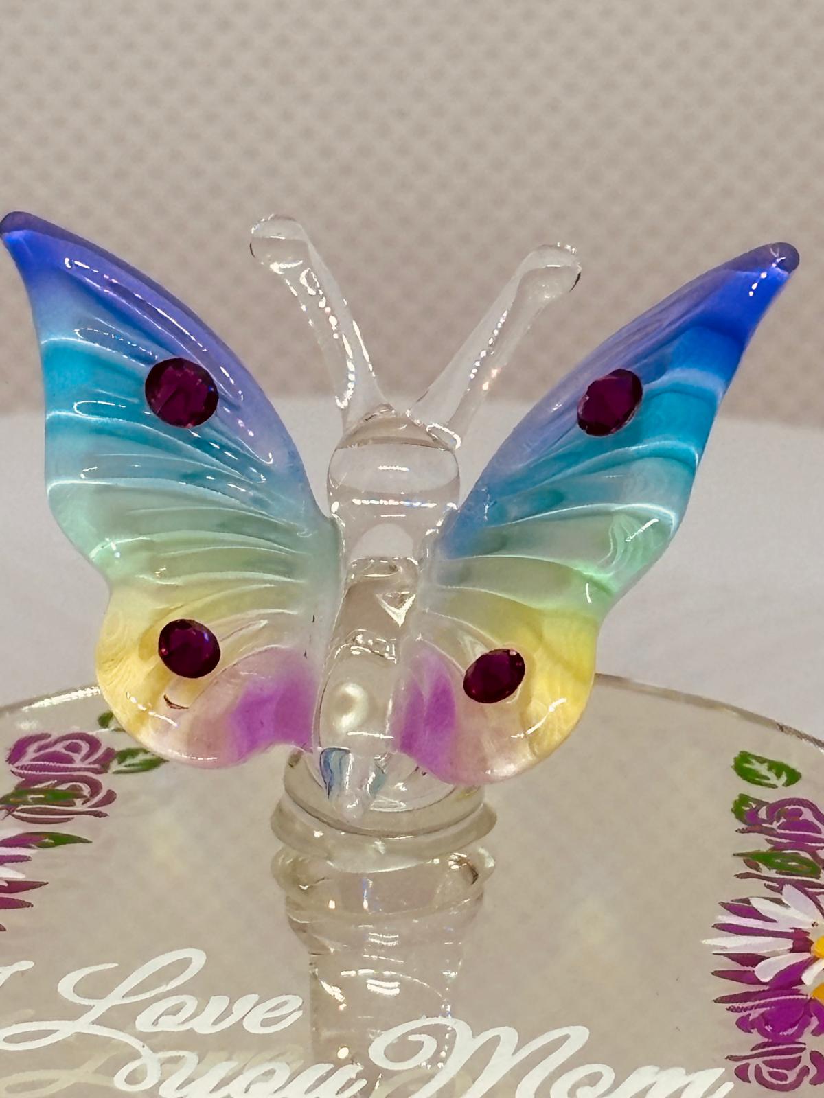 I Love You Mom Butterfly Figurine | Rainbow Glass Butterfly Mother’s Day Gift