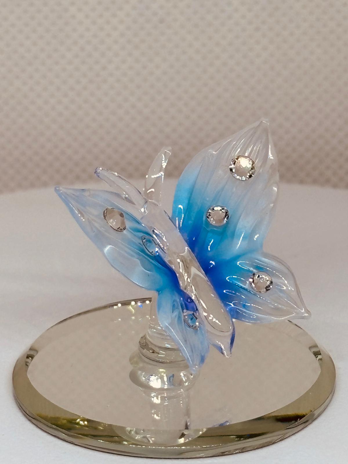 Blue Butterfly Figurine | Handcrafted Glass Butterfly Home Decor Gift