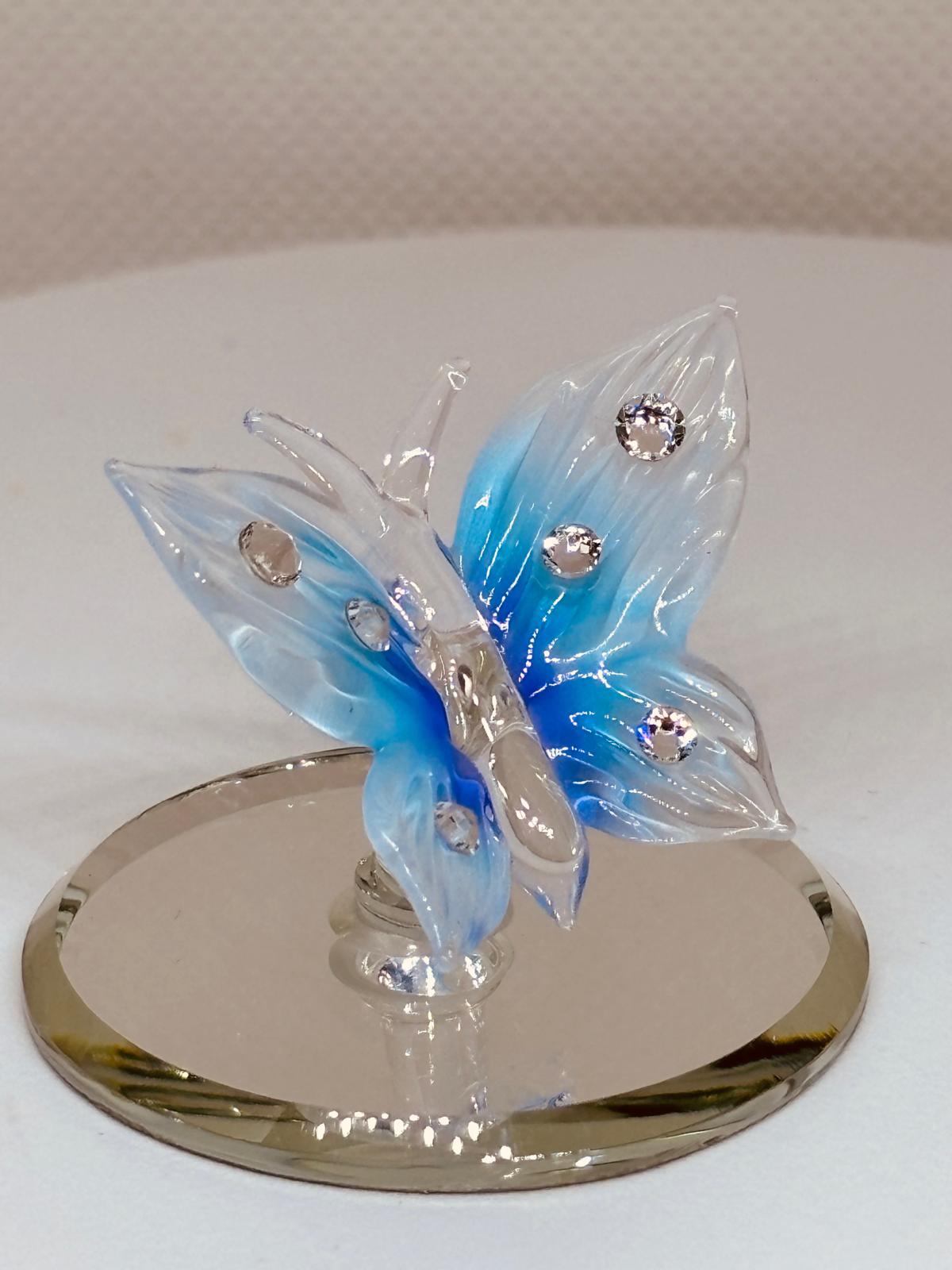 Blue Butterfly Figurine | Handcrafted Glass Butterfly Home Decor Gift