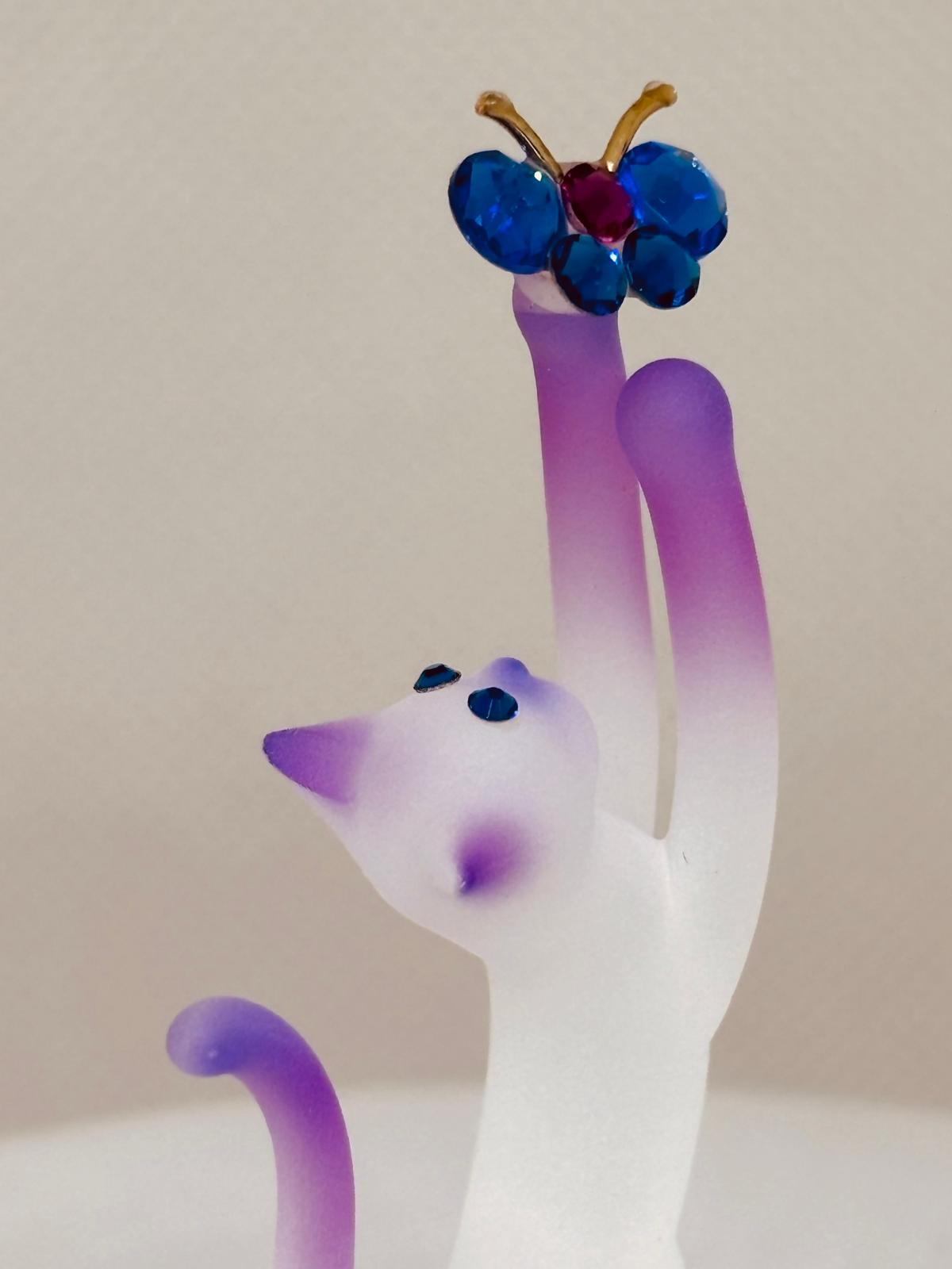 Princess Cat Figurine with Butterfly | Glass Cat Gift for Cat Lovers