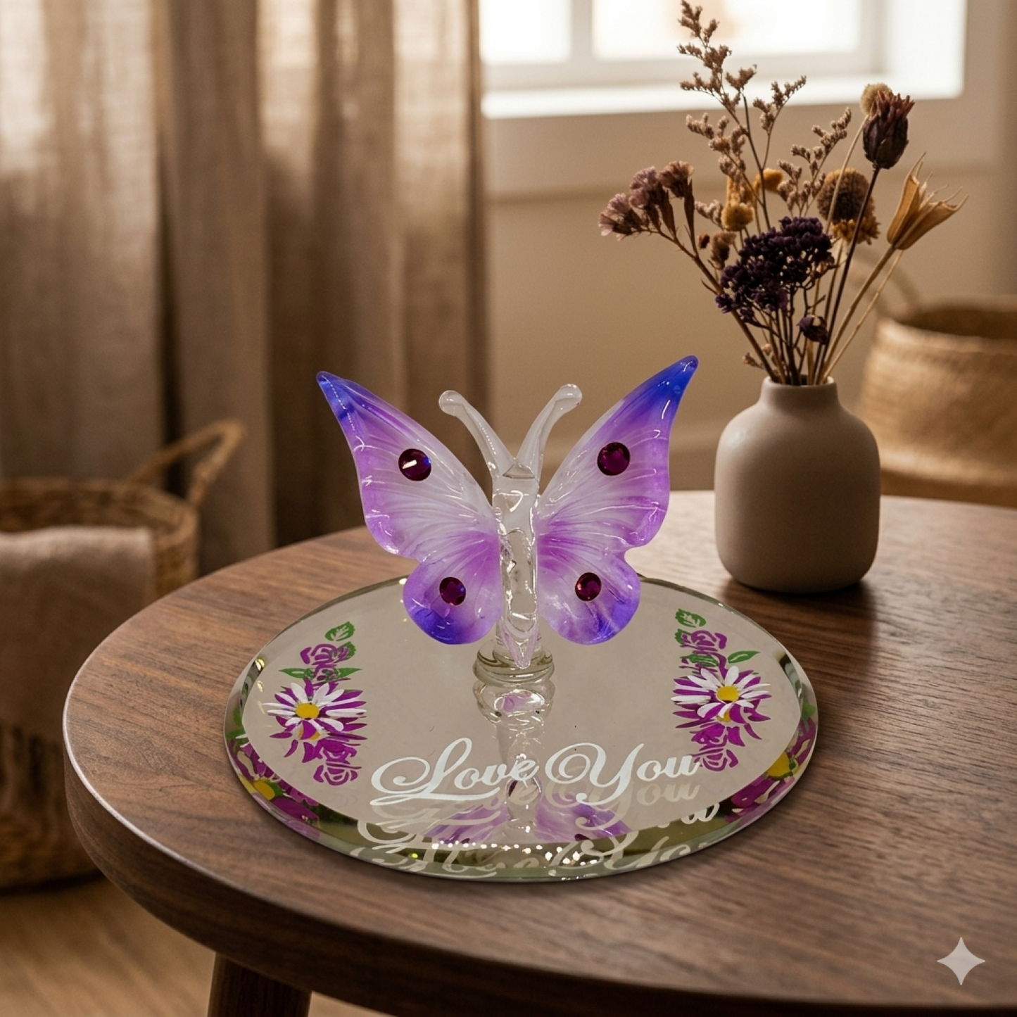 Butterfly Love You Figurine | Romantic Gift Glass Butterfly Home Decor