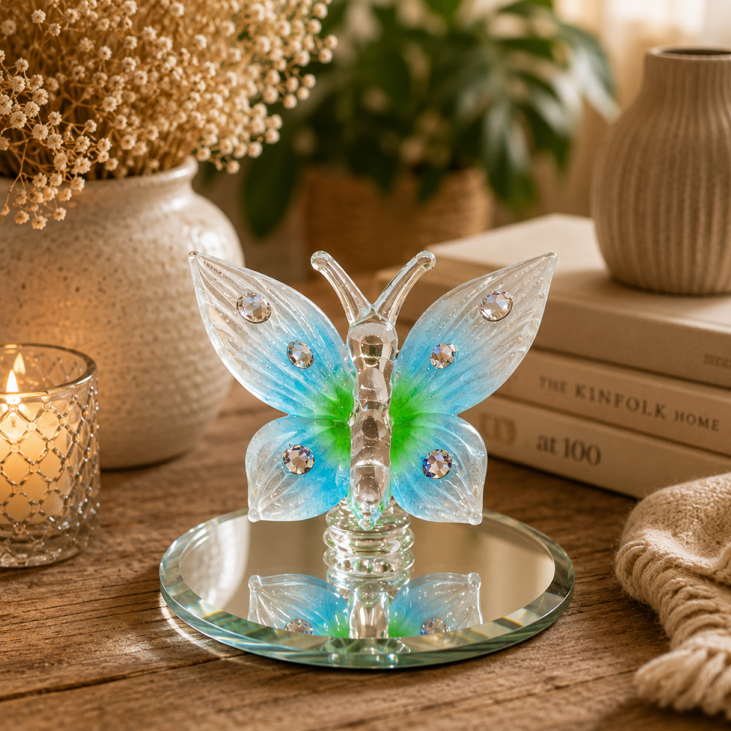 Glass Butterfly Figurine Handcrafted Collectible Gift for Butterfly Lovers