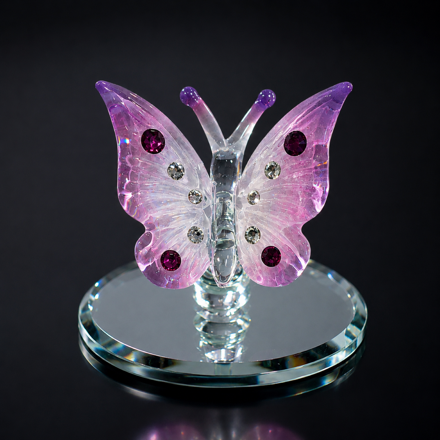 Pink Butterfly Figurine – Handcrafted Glass Butterfly Collectible, Butterfly Gift, Home Decor