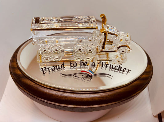 18 Wheeler Glass Truck Figurine Trucker Gift Semi Truck Decor Collectible