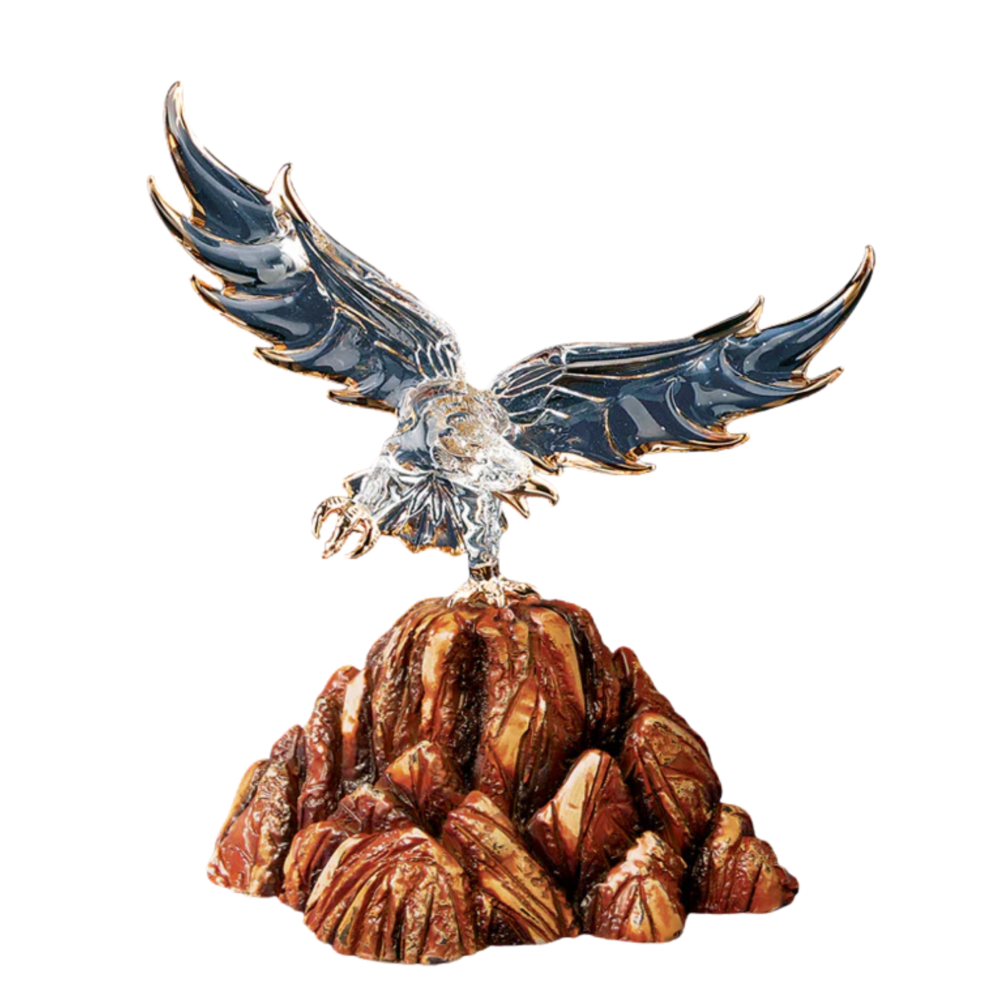 Handcrafted Glass Eagle Figurine with 22Kt Gold | Wildlife Decor