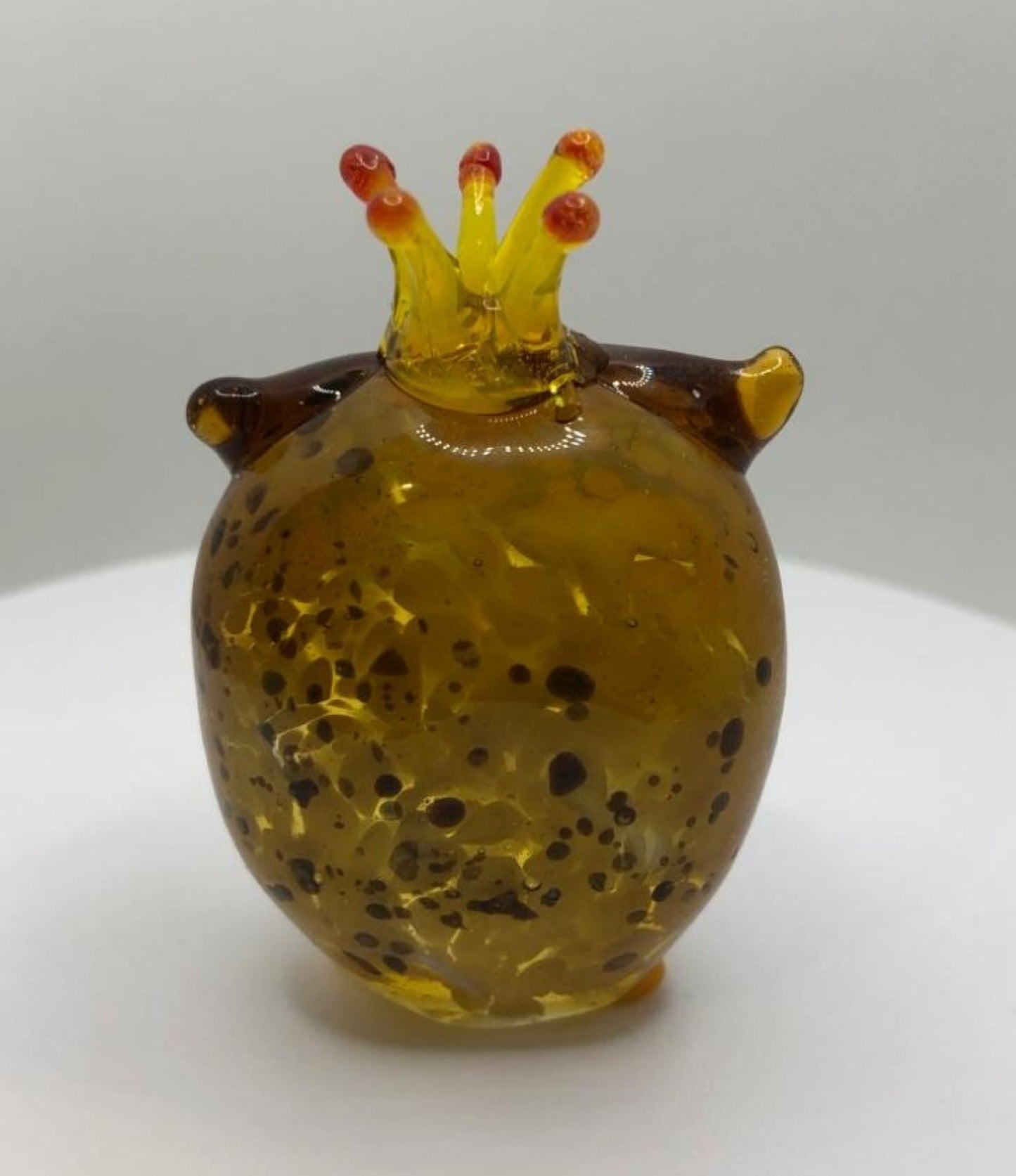 Milano Owl with Crown Art Glass Animals Handcrafted Figurine