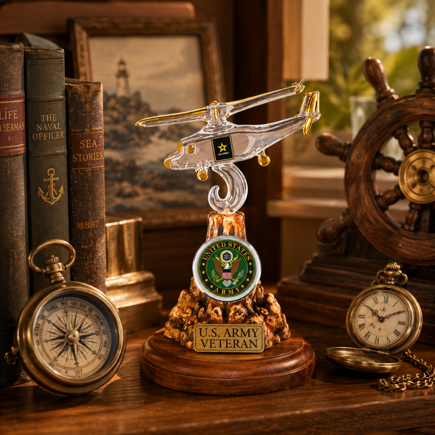 U.S. Army Veteran Helicopter Figurine | Military Gift for Veterans
