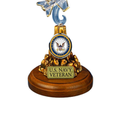 U.S. Navy Veteran F-18 Fighter Jet Figurine – Handcrafted Glass with 22K Gold Accents