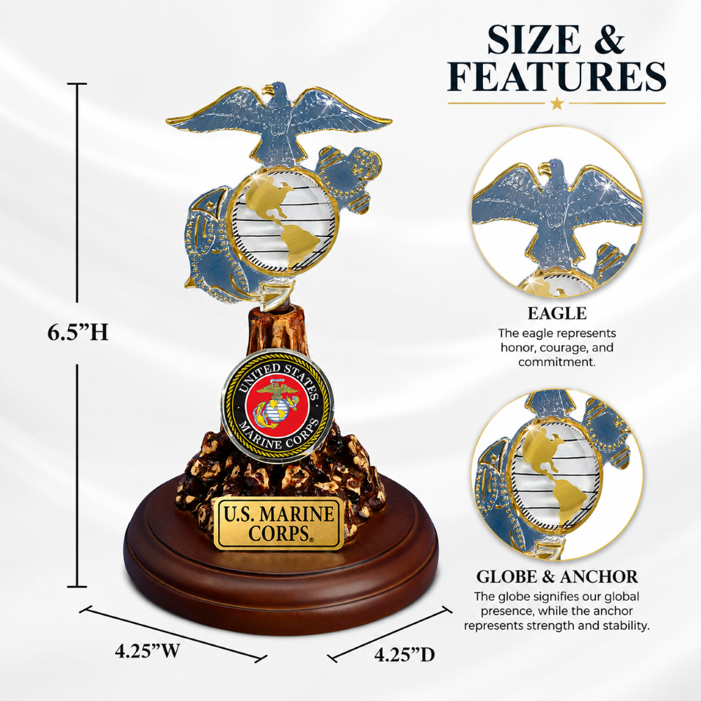 U.S. Marine Corps Eagle Globe Anchor Glass Figurine | Marine Gift