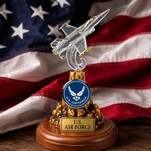U.S. Air Force F-16 Fighter Jet Glass Figurine Gift | Military Aviation Decor